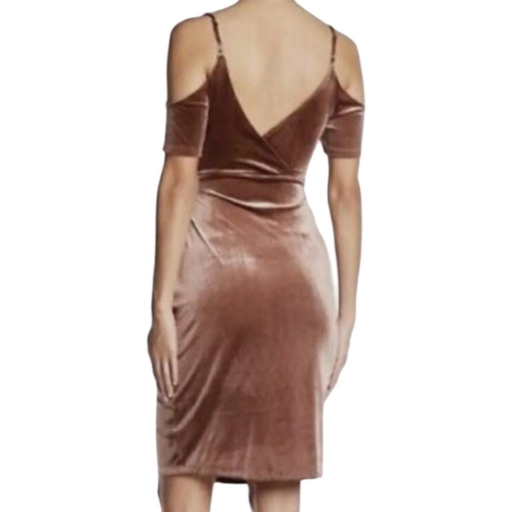 New ASTR Velvet Dress Mauve Velvet Slip Dress Wrap Mini Party Romantic NWT Sz M - Picture 2 of 10